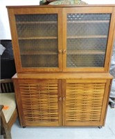 Beautiful 2 Piece Vintage Cabinet On Wheels