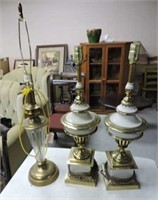 Pair Heavy Brass Table Lamps+ 1 Single