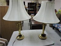 Pair Brass Lamps 27"T