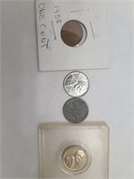 Set 6 Pennies, 1 1943 steel, 1918, 1956, 1958