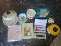 Vintage lot of misc items-enjoy flag, metal pots