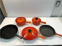 Cast iron pots and pans.