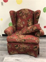 LARGE FLORAL WING BACK CHAIR