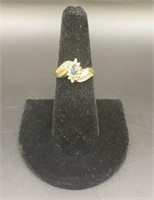 Marquise Sapphire and Diamond Ring - 10Kt Gold