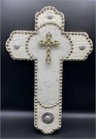 Studded Wood Handcrafted Cross