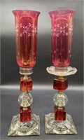 (2) Crystal Art Deco Lamps