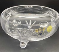 Hand Cut Bohemian Crystal 3-Footed Bowl