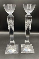 Bohemian Hand Cut Crystal Candlesticks