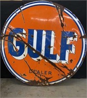 Porcelain Gulf Gas Dealer Sign