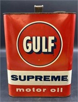 Gulf Supreme Motor Oil Can - 2 gallon