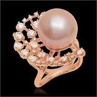14K Rose Gold, 15mm South Sea Pearl, 2.26cts.