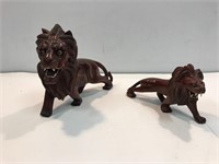 Carved wood lions.