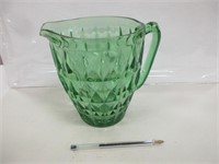 VINTAGE GREEN DEPRESSION GLASS PITCHER