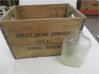 "GREAT BEAR SPRING" Co WOODEN CRATE & BOTTLE