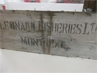 OLD LEHNARD FISHERIES LTD. WOOD SIGN, MONTREAL