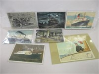 LOT OF OLD RAILROAD & NAUTICAL POSTCARDS