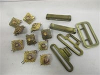 COLLECTION OF 10 MILITARY OFFICER BADGES ETC