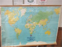 BEAUTIFUL VINTAGE WALL HANGING WORLD MAP