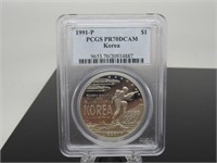 1991 - P Korea Proof $1 Silver Commemorative Coin