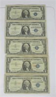(5) 1957 $1 Star Notes Silver Certificates