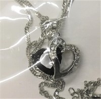 Swarovski Onyx Pendant & Silver Plated Necklace