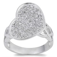 Stunning White Sapphire Pave Heart Ring