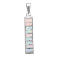 Beautiful White "firey" Opal Bar Pendant