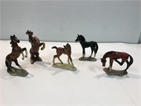 5 porcelain horse figurines 4” tall