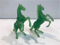 Jade horse figurines. 6” tall