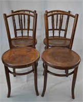 Set of 4 Antique Wood Bentwood Chairs