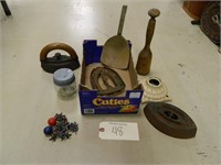 Antique flat irons, kitchen tools & Jacks