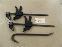 Pair of clamps and crowbar