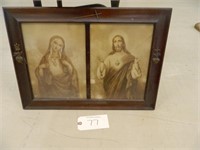 Jesus and Mary photo and religious frame.