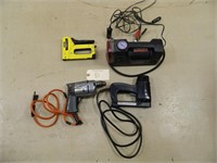 Roadside air compressore, hand staplers, drill