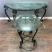 2 Piece Iron Glass Top Patio Tables