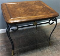 WROUGHT IRON BASE HARDWOOD TOP