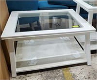 BEVELED GLASS TOP COFFEE TABLE AND END TABLE