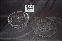 11" Glass Platter and 9"Glass Bowel