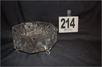 Glass Octagon Footed Bowl 8"