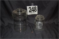 2 Glass Canisters 5.5" and 8"