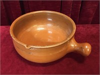 Antique Large Pottery Confit Bowl w/ Handle &Spout
