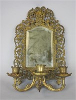 Bradley & Hubbard Figural Brass Mirrored Sconce