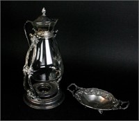 Silverplate Carafe on Stand & Dish