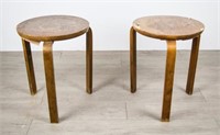 Pair Scandinavian Modern Round Tables