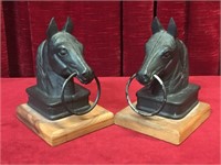Heavy Horse Head Cast Iron Bookends