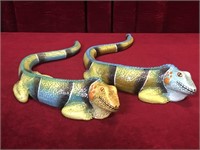 2 Hand Painted Lizards - Mexico