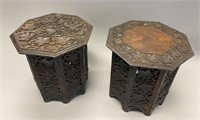 Pair of Carved Indian Octagonal Tables