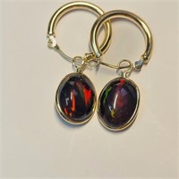 $2500 14K  Black Opal(5.3ct) Earrings