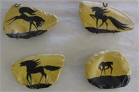 4 Hand Painted Stones by Cindi Amendt 1970's