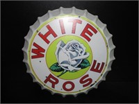 White Rose Motor Oil Bottle Cap Sign